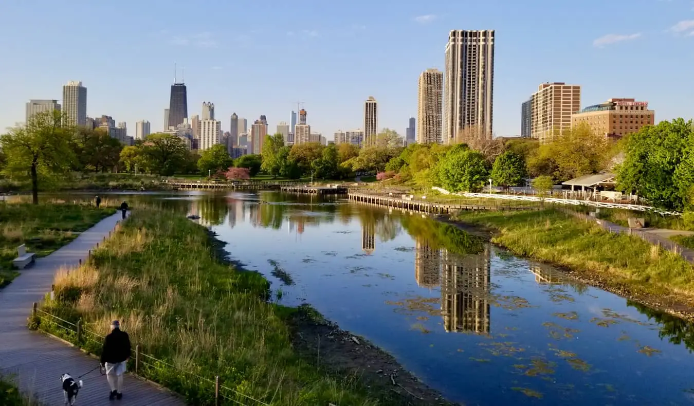 Lincoln Park yang besar dan subur di Chicago, AS