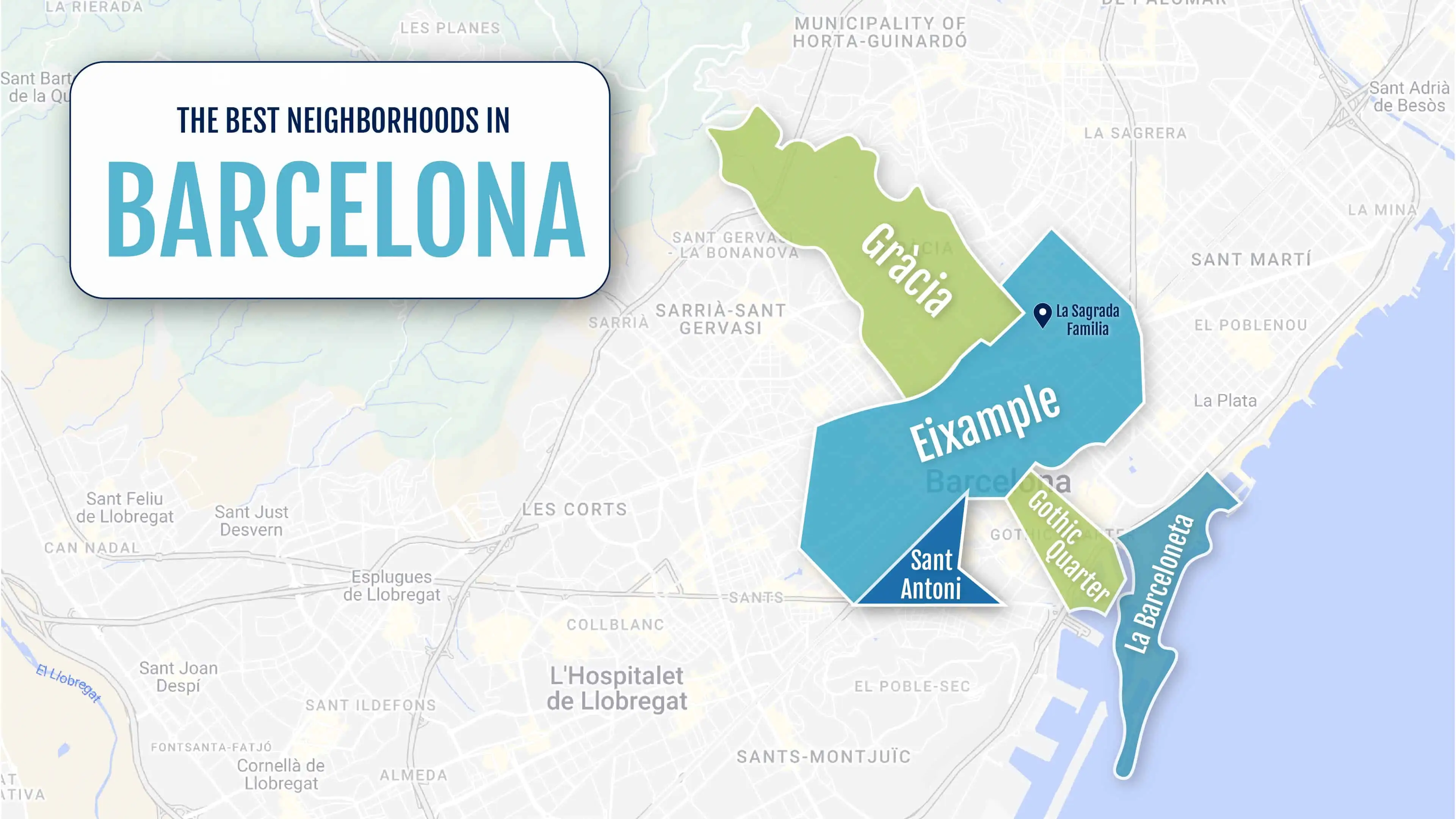 Farebná mapa štvrtí v Barcelone