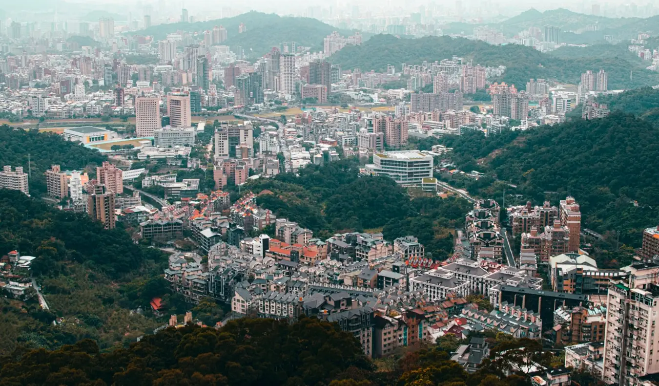 A vista da Gôndola Maokong em Taipei, Taiwan