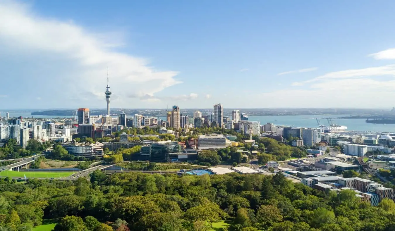 Stadens silhuett i Auckland, Nya Zeeland