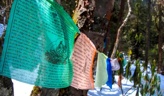 Drapeaux à Yubeng, Chine