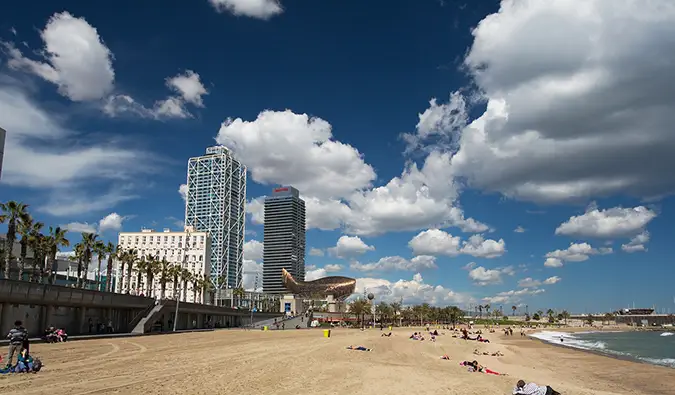 het strand van Barcelona