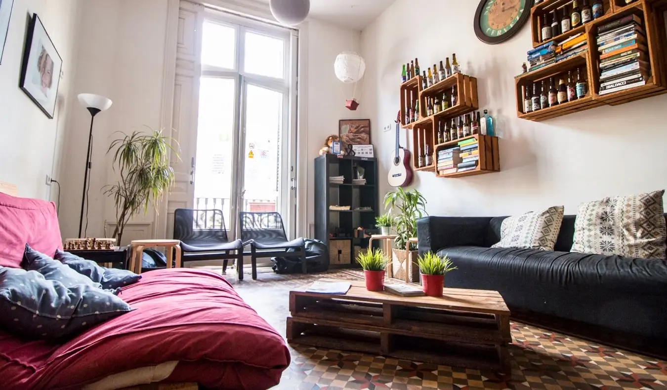 La zona común del 360 Hostel en Barcelona, ​​España