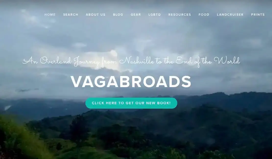 Vagabroads hjemmeside screenshot