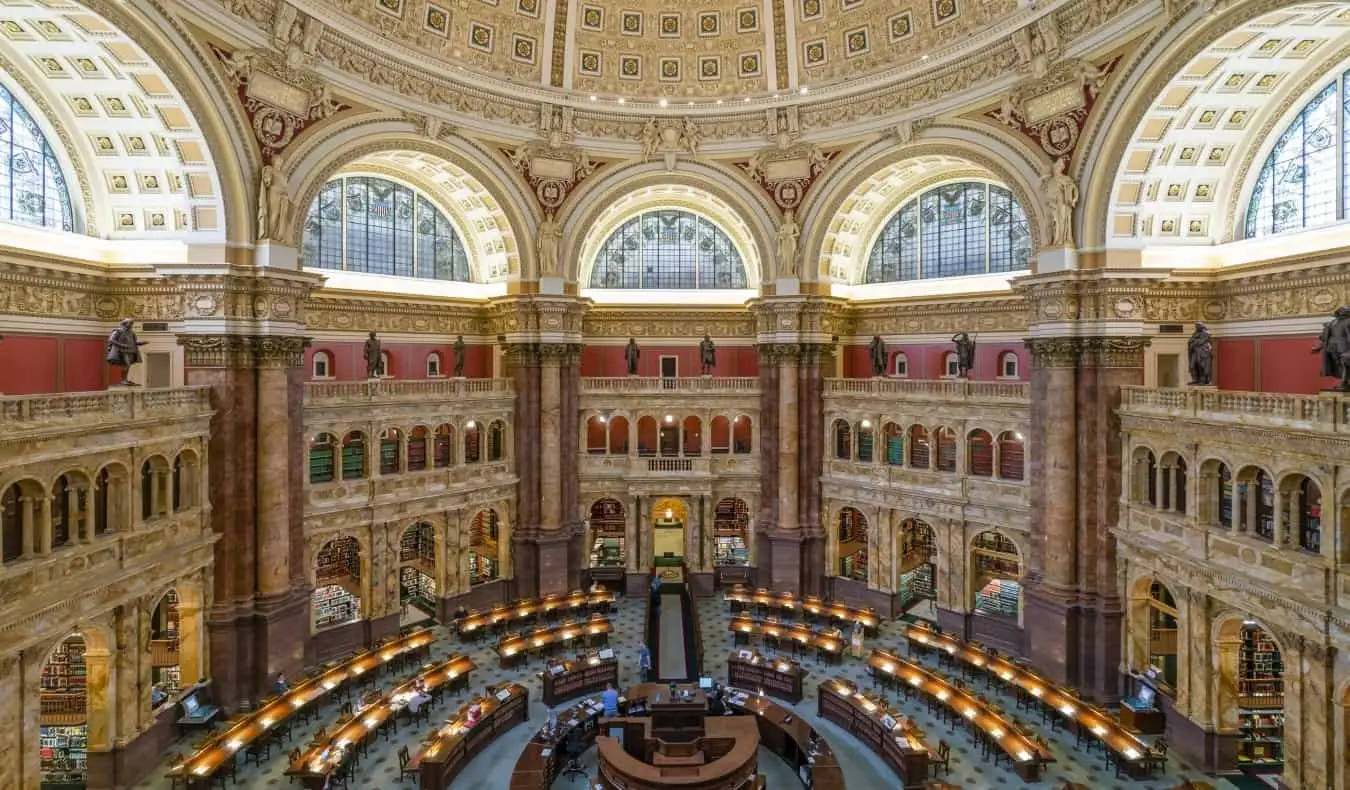 La sala de lectura principal de la Biblioteca del Congreso en Washington DC