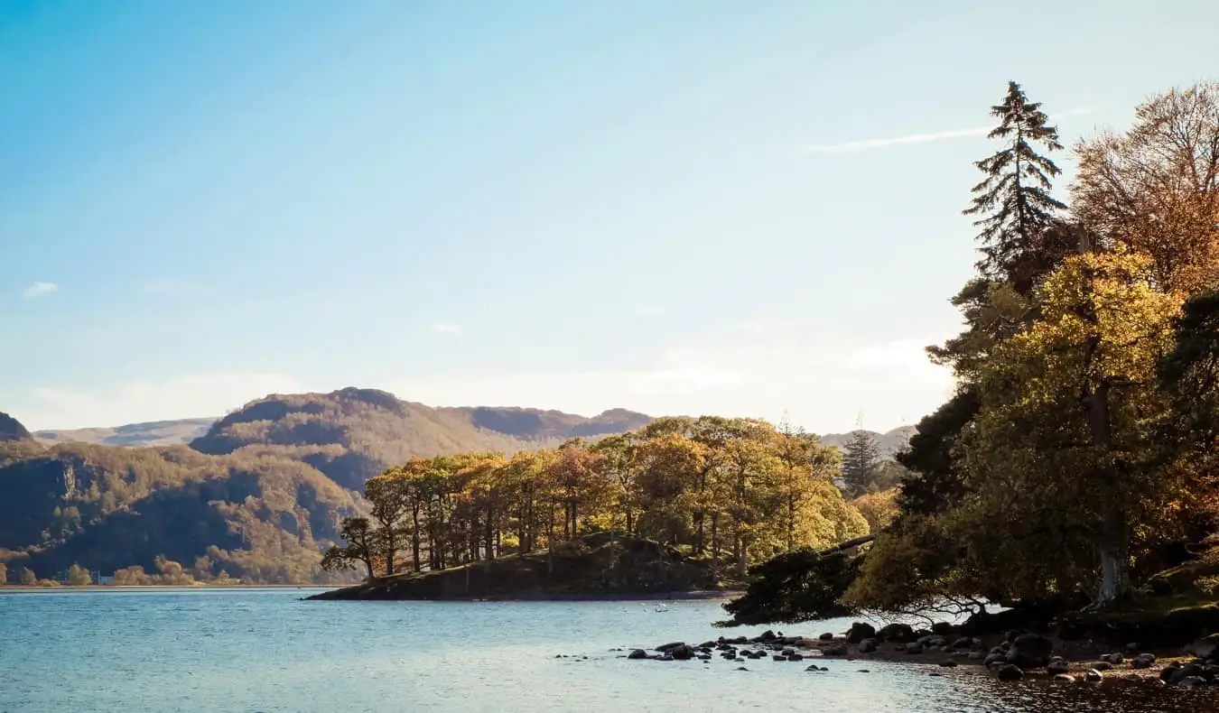 英格兰湖区水面上阳光明媚的一天