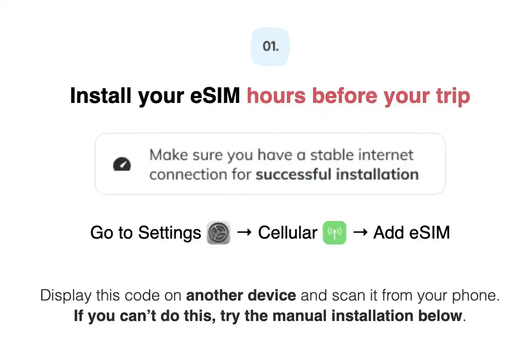 Tangkapan layar dari situs web Holafly eSIM