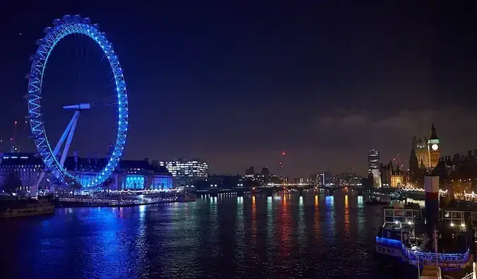 London Eye di London pada malam hari