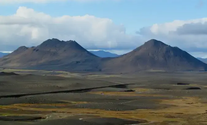 vackert landskap på väg till Myvatn i isländska norr