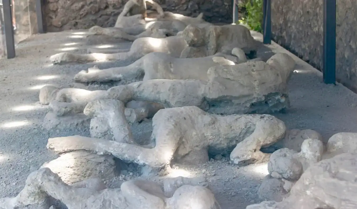 De bevarte likene av de drepte i Pompeii i Garden of the Fugitives