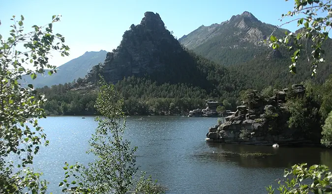 kart over Burabay-sjøen i Kasakhstan