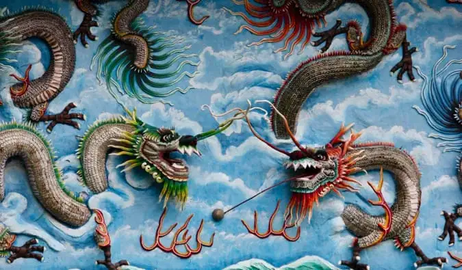 Obra d'art del drac a Haw Par Villa a Singapur