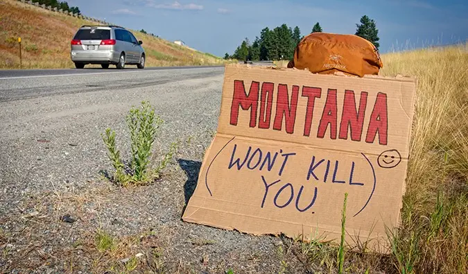 মার্কিন যুক্তরাষ্ট্র থেকে মজার hitchhiking সাইন