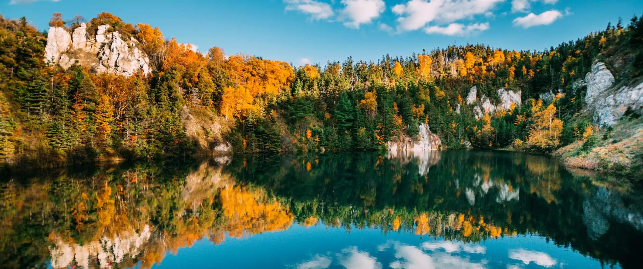 Pemandangan danau dan hutan yang menakjubkan di Nova Scotia yang indah, Kanada