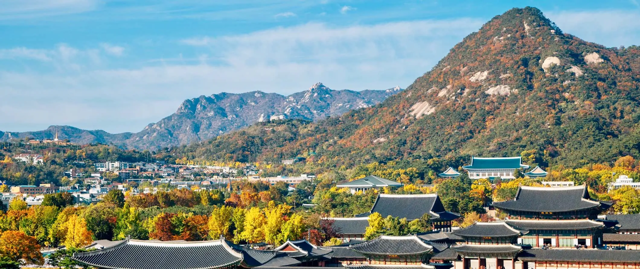 韓国の険しい山々と緑