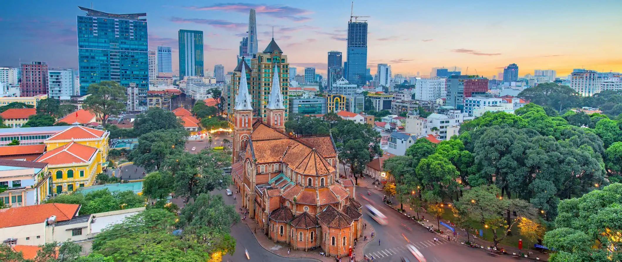 pôr do sol sobre a cidade de Ho Chi Minh