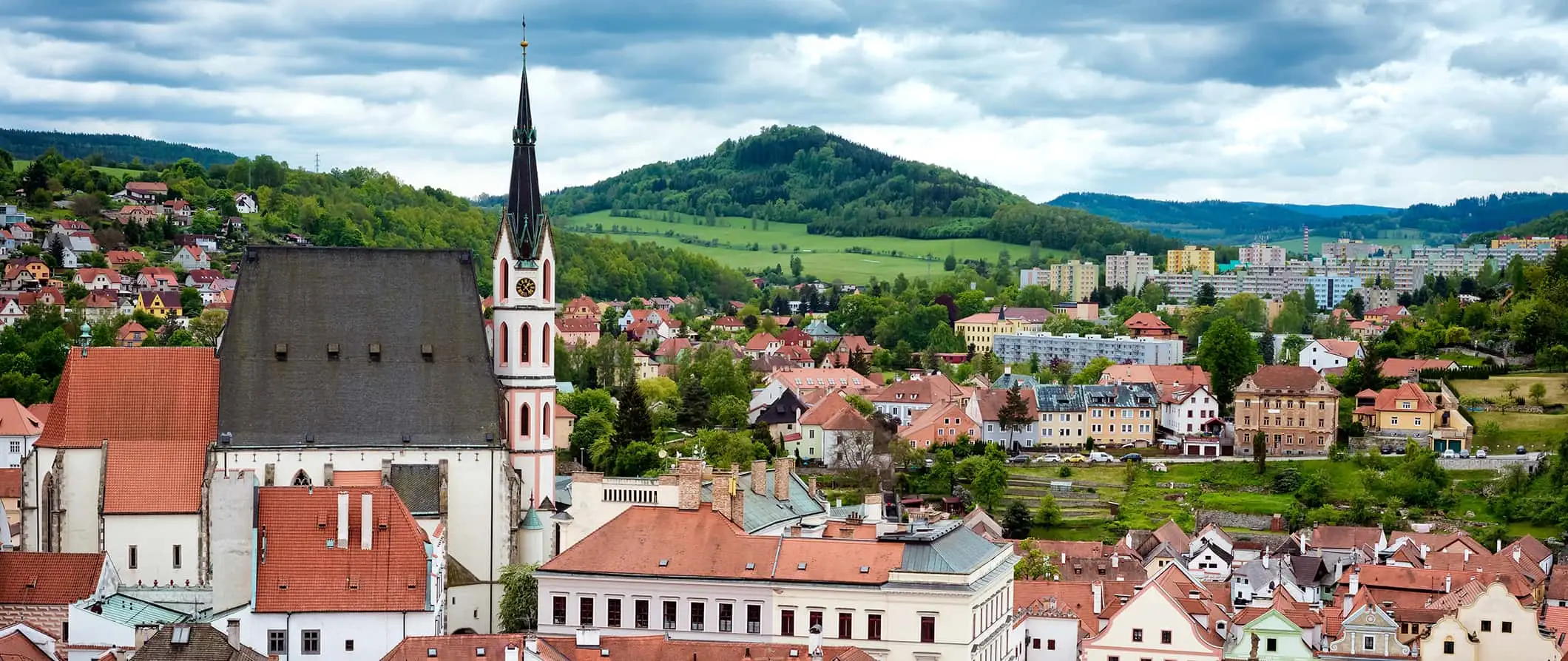 pemandangan dari atas atap di Cesky Krumlov