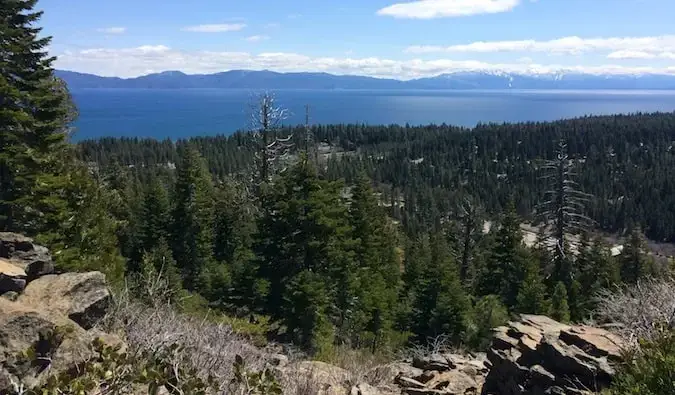 Pemandangan hutan di sekitar Tasik Tahoe di California